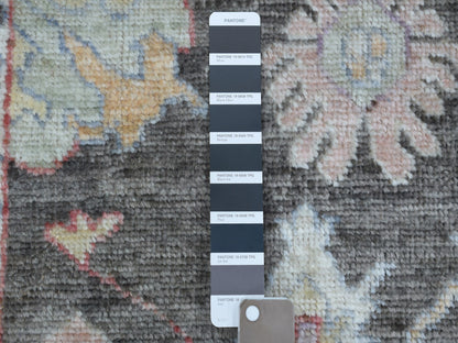 Black 2'9" x 9'9" Oushak And Peshawar Hand knotted Wool Rug - Sku: O056225