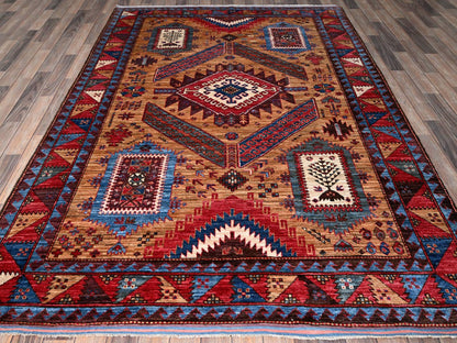 Brown 6'1" x 8'4" Kazak Hand knotted Wool Rug - Sku: O0562