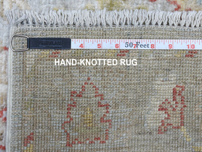 Grey 2'10" x 11'8" Oushak And Peshawar Hand knotted Wool Rug - Sku: O056346