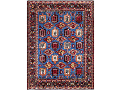 Ersari Kazak hand-knotted wool rug in Blue & Brown, 10'1" x 13'4" — SKU O0563