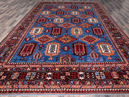Blue 10'1" x 13'4" Kazak Hand knotted Wool Rug - Sku: O0563