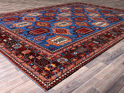 Blue 10'1" x 13'4" Kazak Hand knotted Wool Rug - Sku: O0563