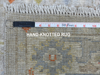 Beige 3'2" x 9'7" Oushak And Peshawar Hand knotted Wool Rug - Sku: O056411