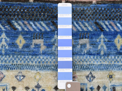 Blue 2'10" x 4'10" Tribal & Geometric Hand knotted Wool Rug - Sku: O056457