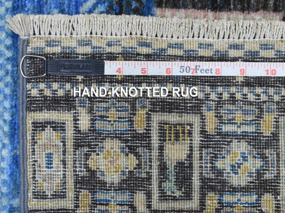 Blue 2'10" x 4'10" Tribal & Geometric Hand knotted Wool Rug - Sku: O056457