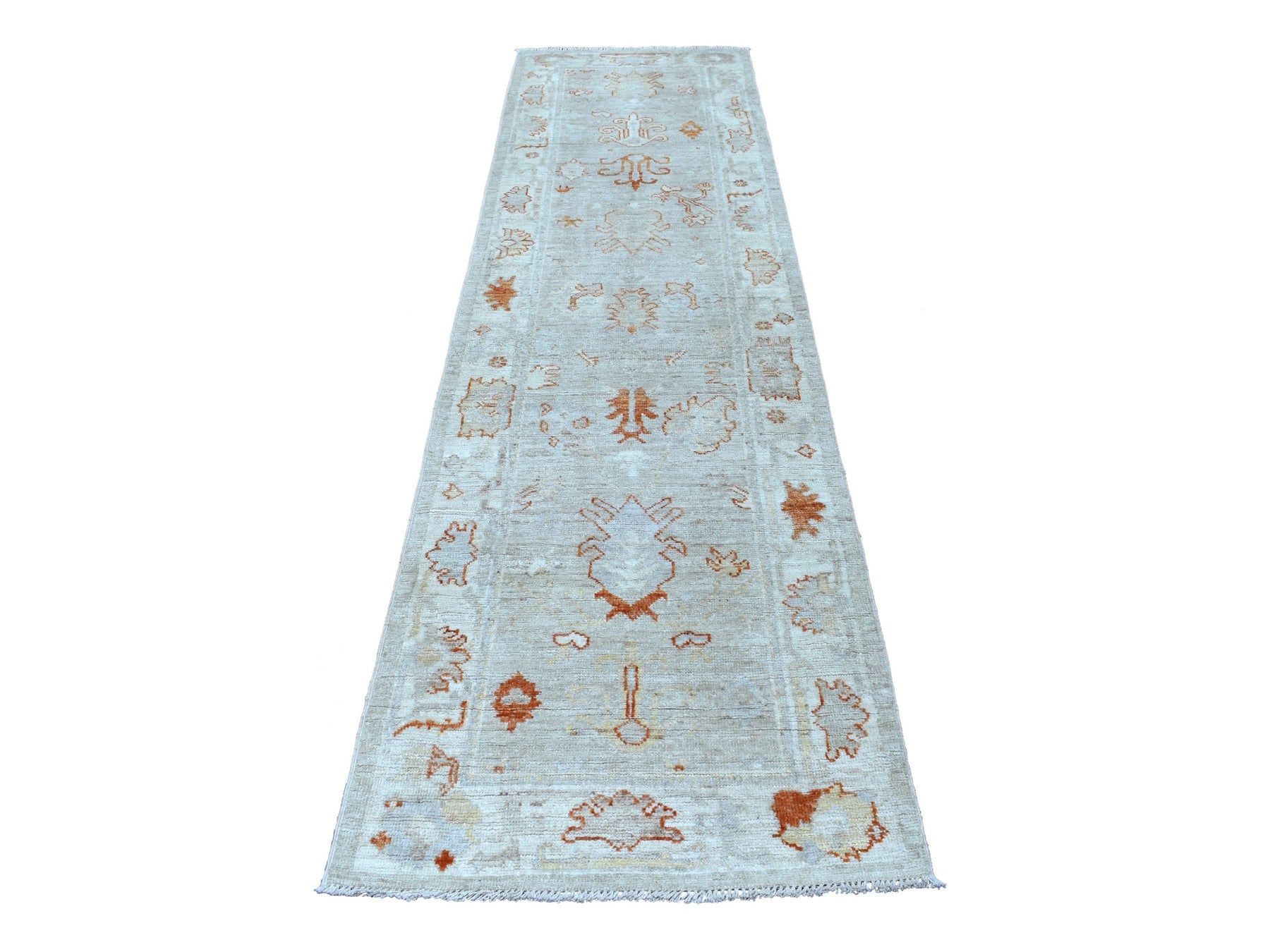Beige 2'8" x 10'0" Oushak / Peshawar Hand knotted Wool Rug - Sku: O056592