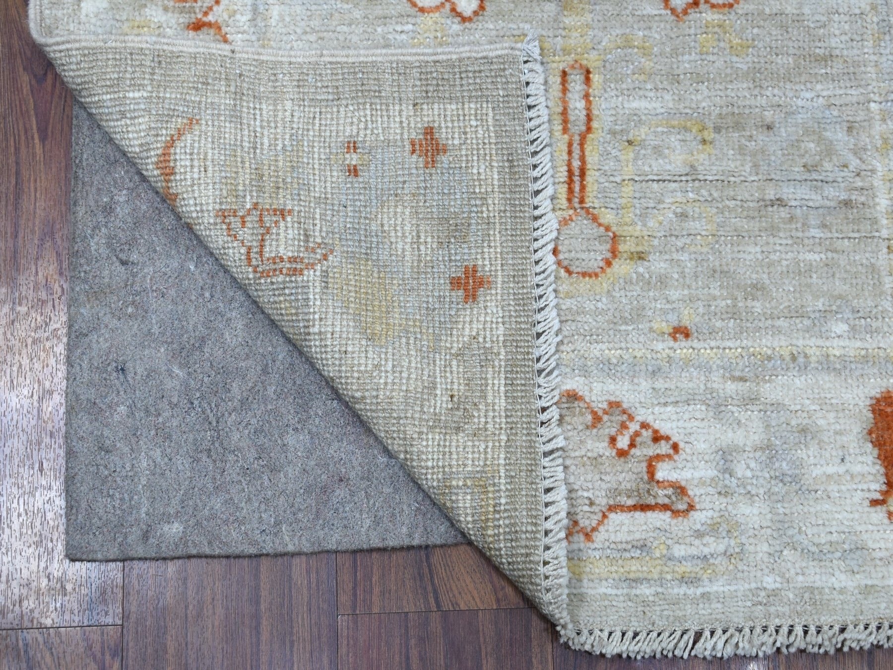 Beige 2'8" x 10'0" Oushak / Peshawar Hand knotted Wool Rug - Sku: O056592