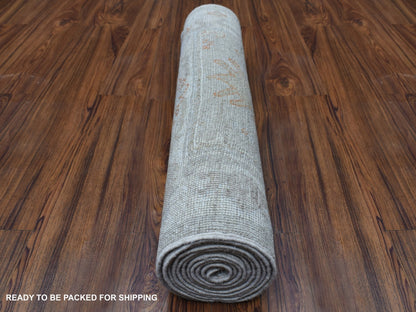 Beige 2'8" x 10'0" Oushak And Peshawar Hand knotted Wool Rug - Sku: O056592