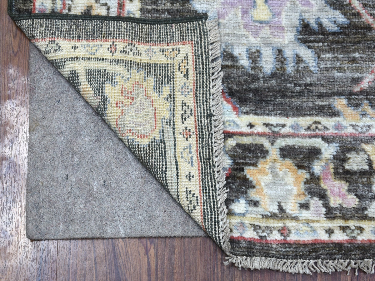 Oushak Oushak hand-knotted wool runner in Black & Charcoal Black, 2'10" x 9'10" — SKU O056596 (view 2)