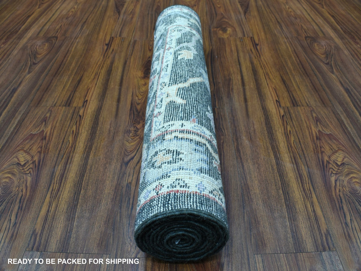 Oushak Oushak hand-knotted wool runner in Black & Charcoal Black, 2'10" x 9'10" — SKU O056596 (view 4)