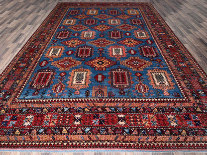 Blue 9'11" x 13'6" Kazak Hand knotted Wool Rug - Sku: O0565
