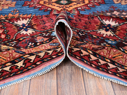 Blue 9'11" x 13'6" Kazak Hand knotted Wool Rug - Sku: O0565