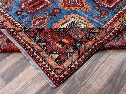 Blue 9'11" x 13'6" Kazak Hand knotted Wool Rug - Sku: O0565
