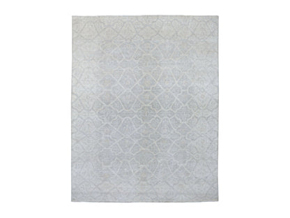 Ivory 8'0" x 9'9" Oushak And Peshawar Hand knotted Wool Rug - Sku: O056732