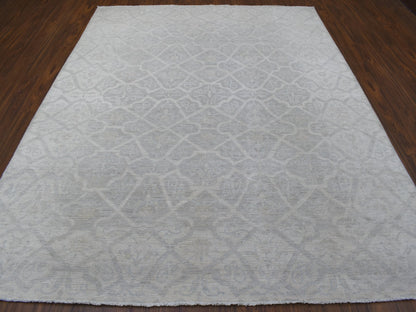 Ivory 8'0" x 9'9" Oushak And Peshawar Hand knotted Wool Rug - Sku: O056732
