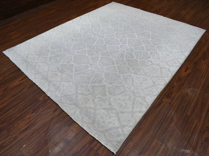 Ivory 8'0" x 9'9" Oushak And Peshawar Hand knotted Wool Rug - Sku: O056732