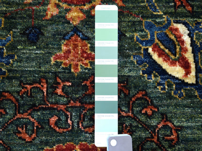 Green 2'9" x 9'7" Tribal Hand knotted Wool Rug - Sku: O056752