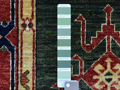 Green 4'0" x 9'8" Tribal Hand knotted Wool Rug - Sku: O056785