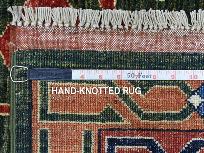 Green 4'0" x 9'8" Tribal Hand knotted Wool Rug - Sku: O056785