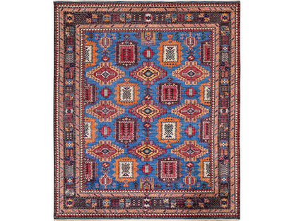 Blue 8'3" x 9'6" Kazak Hand knotted Wool Rug - Sku: O0567
