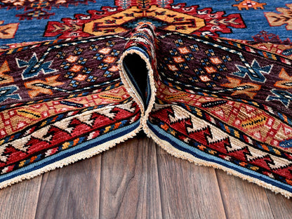 Blue 8'3" x 9'6" Kazak Hand knotted Wool Rug - Sku: O0567