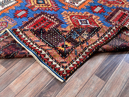 Blue 8'3" x 9'6" Kazak Hand knotted Wool Rug - Sku: O0567