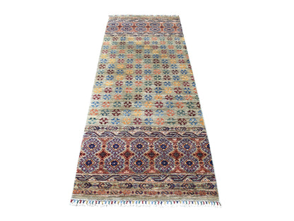 Grey 3'0" x 7'7" Tribal Hand knotted Wool Rug - Sku: O056808