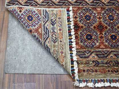 Grey 3'0" x 7'7" Tribal Hand knotted Wool Rug - Sku: O056808