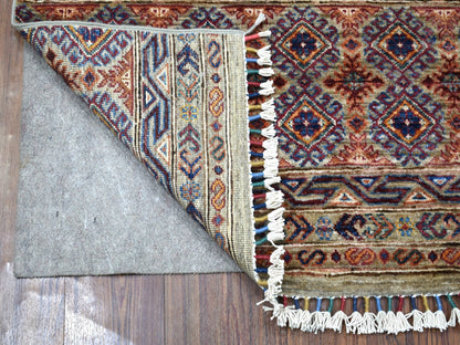 Grey 2'10" x 7'7" Tribal Hand knotted Wool Rug - Sku: O056828