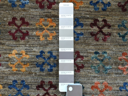 Grey 2'10" x 7'7" Tribal Hand knotted Wool Rug - Sku: O056828