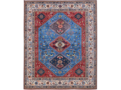 Blue 9'3" x 11'7" Kazak Hand knotted Wool Rug - Sku: O0568