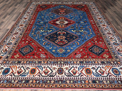 Blue 9'3" x 11'7" Kazak Hand knotted Wool Rug - Sku: O0568