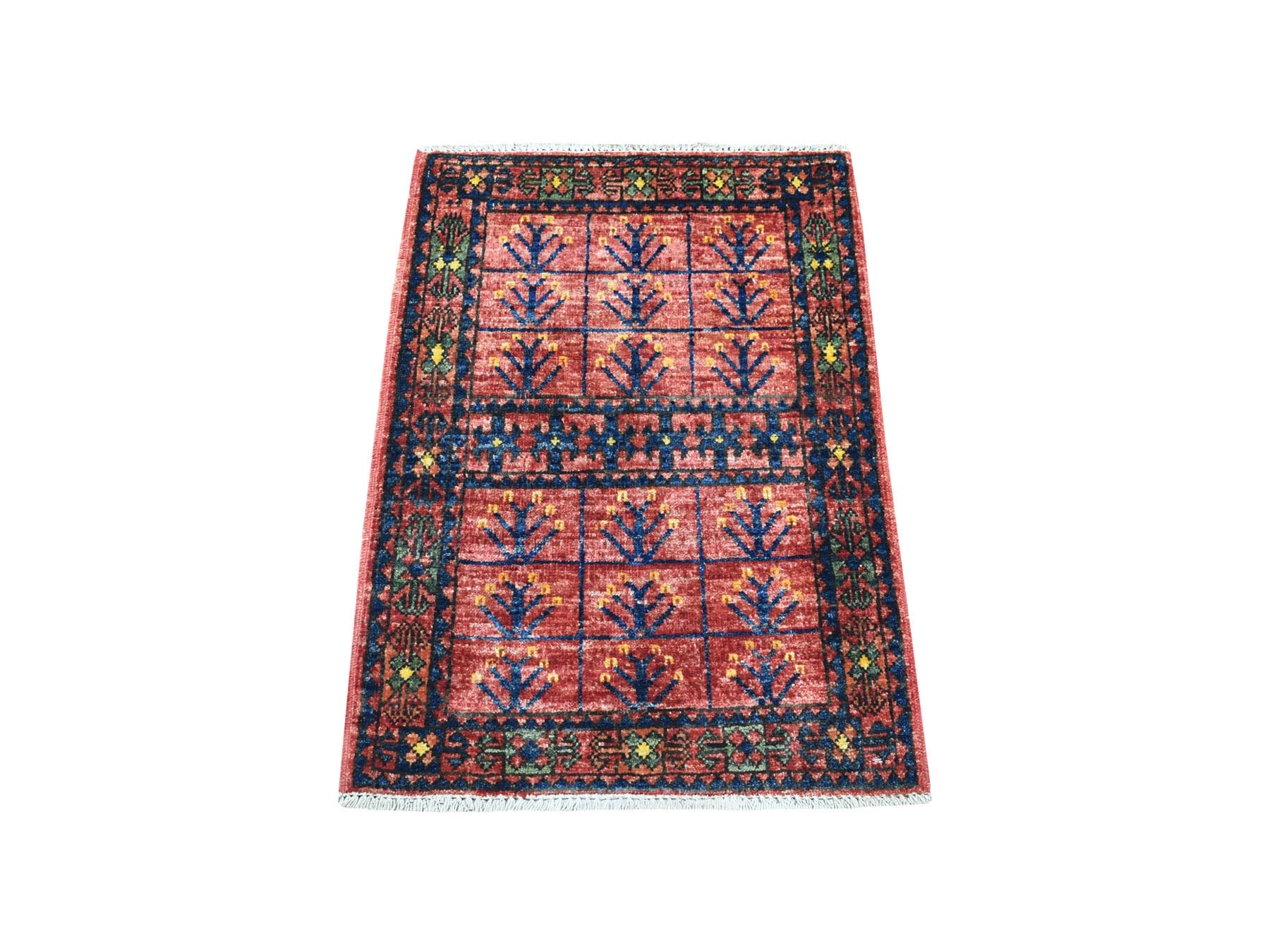 Ersari Tribal & Geometric hand-knotted wool rug in Red, 2' x 2'10" — SKU O056985