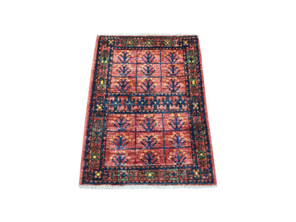 Red 2'0" x 2'10" Tribal Hand knotted Wool Rug - Sku: O056985