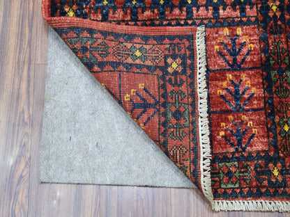 Red 2'0" x 2'10" Tribal Hand knotted Wool Rug - Sku: O056985