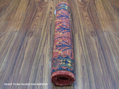 Red 2'0" x 2'10" Tribal Hand knotted Wool Rug - Sku: O056985