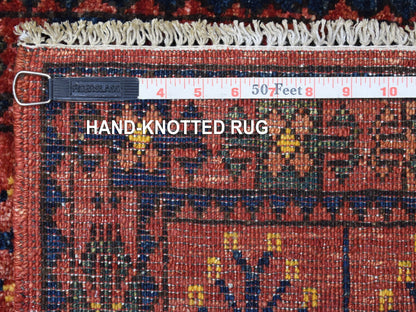 Red 2'0" x 2'10" Tribal Hand knotted Wool Rug - Sku: O056985