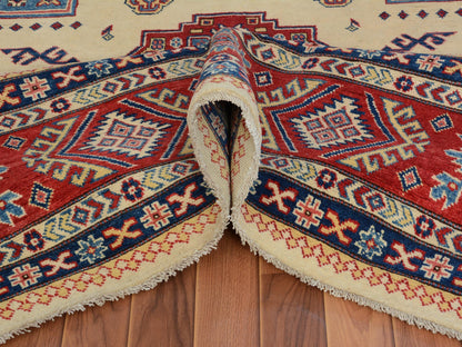 Ivory 8'8" x 12'0" Kazak Hand knotted Wool Rug - Sku: O057055