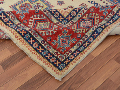 Ivory 8'8" x 12'0" Kazak Hand knotted Wool Rug - Sku: O057055