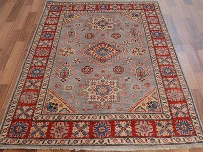 Grey 3'10" x 6'0" Tribal Hand knotted Wool Rug - Sku: O057069