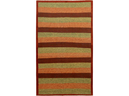 Red 4'9" x 8'0" Flatweave / Kilim Hand woven Wool Rug - Sku: O057500