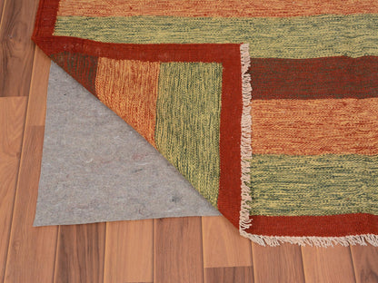 Red 4'9" x 8'0" Flatweave / Kilim Hand woven Wool Rug - Sku: O057500