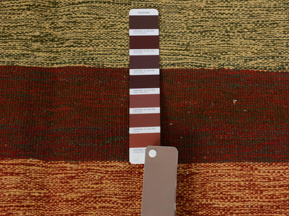 Red 4'9" x 8'0" Flatweave / Kilim Hand woven Wool Rug - Sku: O057500