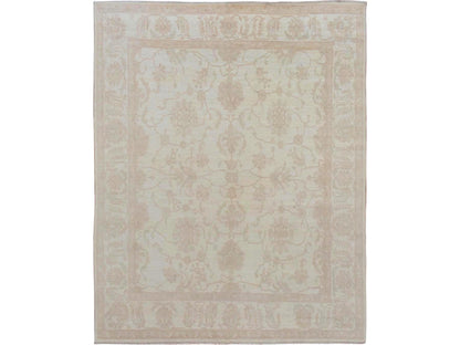 Ivory 8'0" x 9'6" Oushak And Peshawar Hand knotted Wool Rug - Sku: O057538