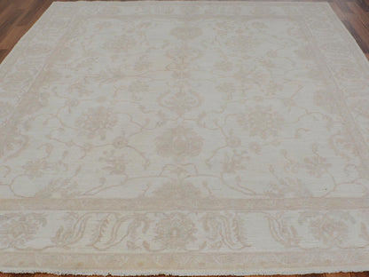Ivory 8'0" x 9'6" Oushak And Peshawar Hand knotted Wool Rug - Sku: O057538