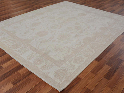 Ivory 8'0" x 9'6" Oushak And Peshawar Hand knotted Wool Rug - Sku: O057538