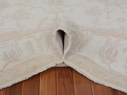 Ivory 8'0" x 9'6" Oushak And Peshawar Hand knotted Wool Rug - Sku: O057538