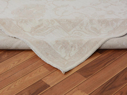 Ivory 8'0" x 9'6" Oushak And Peshawar Hand knotted Wool Rug - Sku: O057538