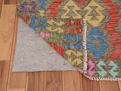 Grey 2'8" x 3'8" Flatweave / Kilim Hand woven Wool Rug - Sku: O057544