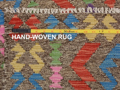 Grey 2'8" x 3'8" Flatweave / Kilim Hand woven Wool Rug - Sku: O057544